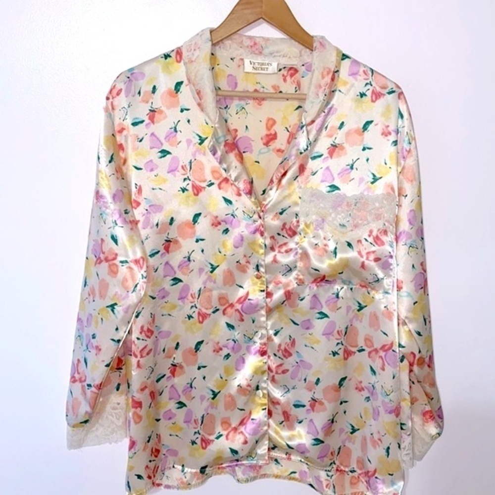 Victoria’s Secret Satin Lace Floral Pajama Vintage Top